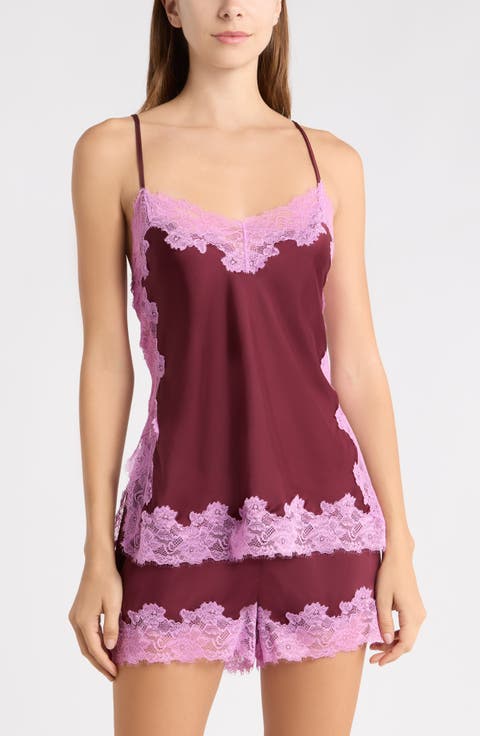 Lace Trim Satin Short Pajamas