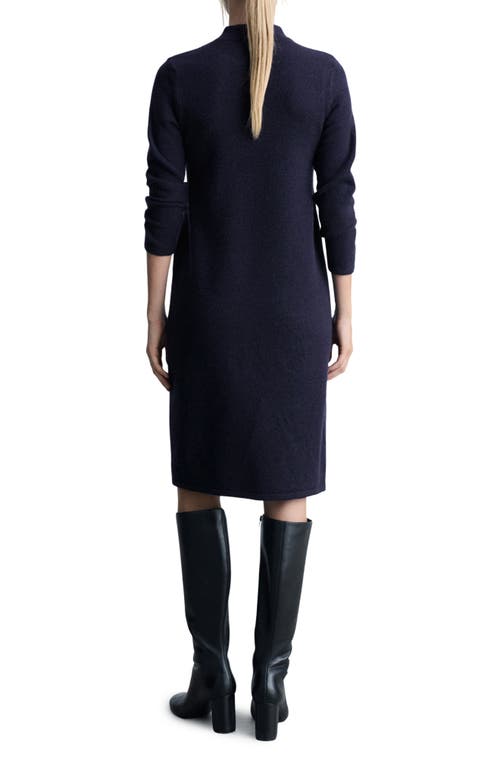 Mango Mock Neck Long Sleeve Sweater Dress In Dark Navy
