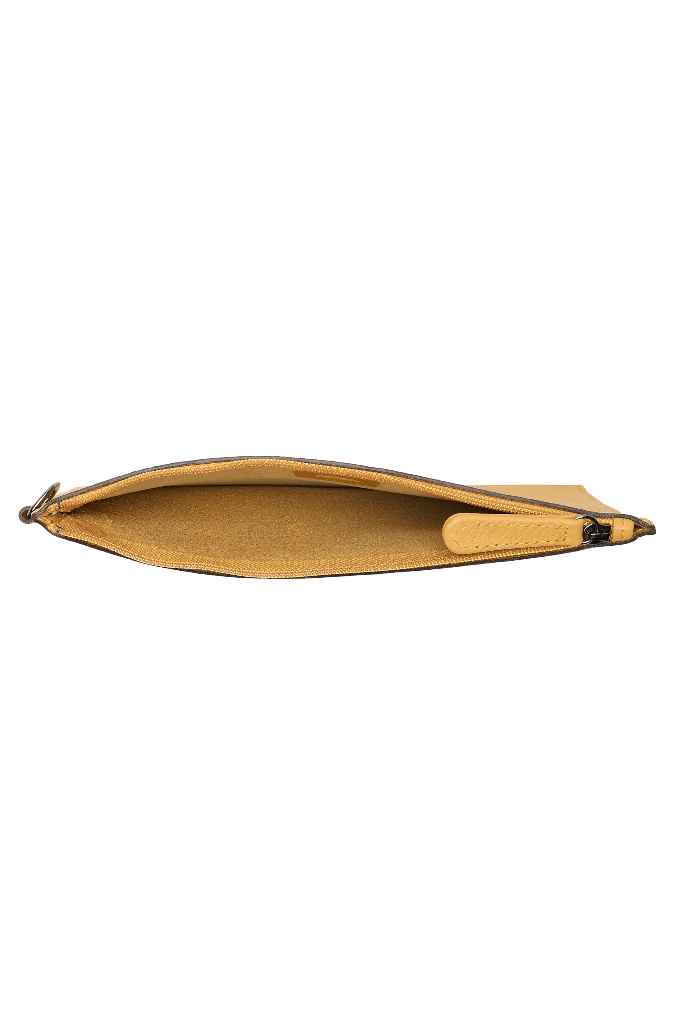 Longchamp Leather ZIp Pouch, Alternate, color, Honey