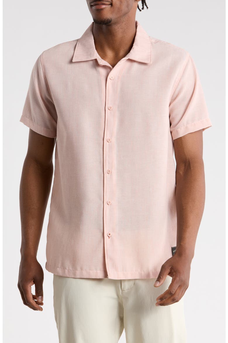 Yarn Dye Textured Short Sleeve Shirt, Main, color, BEACH CLAY