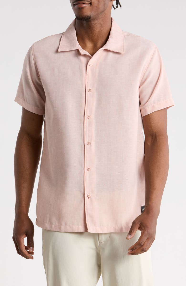 Hurley Yarn Dye Textured Short Sleeve Shirt, Main, color, Beach Clay
