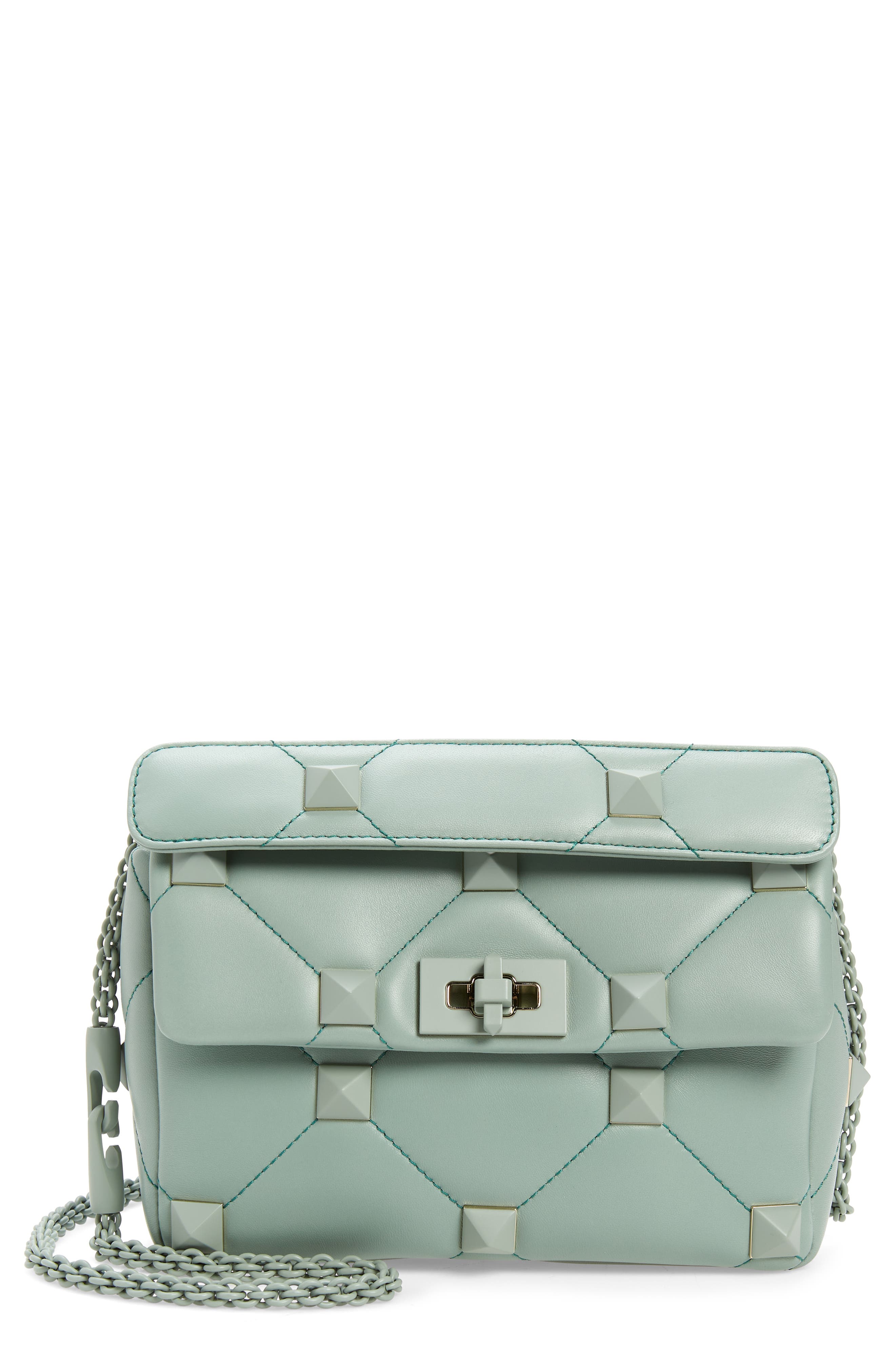 Valentino Garavani Large Roman Stud Leather Shoulder Bag, Main, color, 