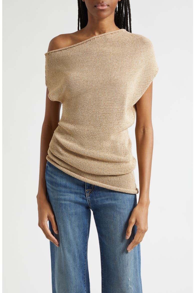 Joni Asymmetric Knit Top, Main, color, LIGHT BROWN