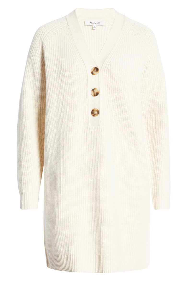 Henley Long Sleeve Sweater Dress, Alternate, color, ANTIQUE CREAM