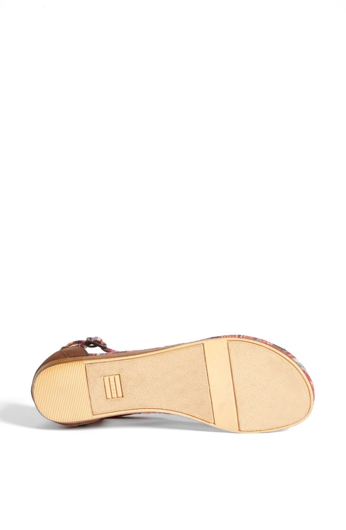 'Playa' T-Strap Flat Sandal, Alternate, color, BROWN LEATHER