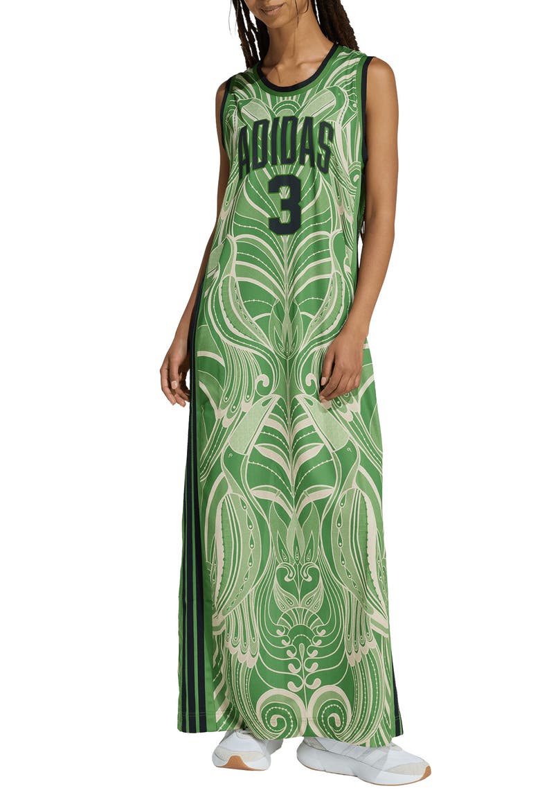 x Farm Rio Print Jersey Dress, Main, color, CREW GREEN/ BLACK