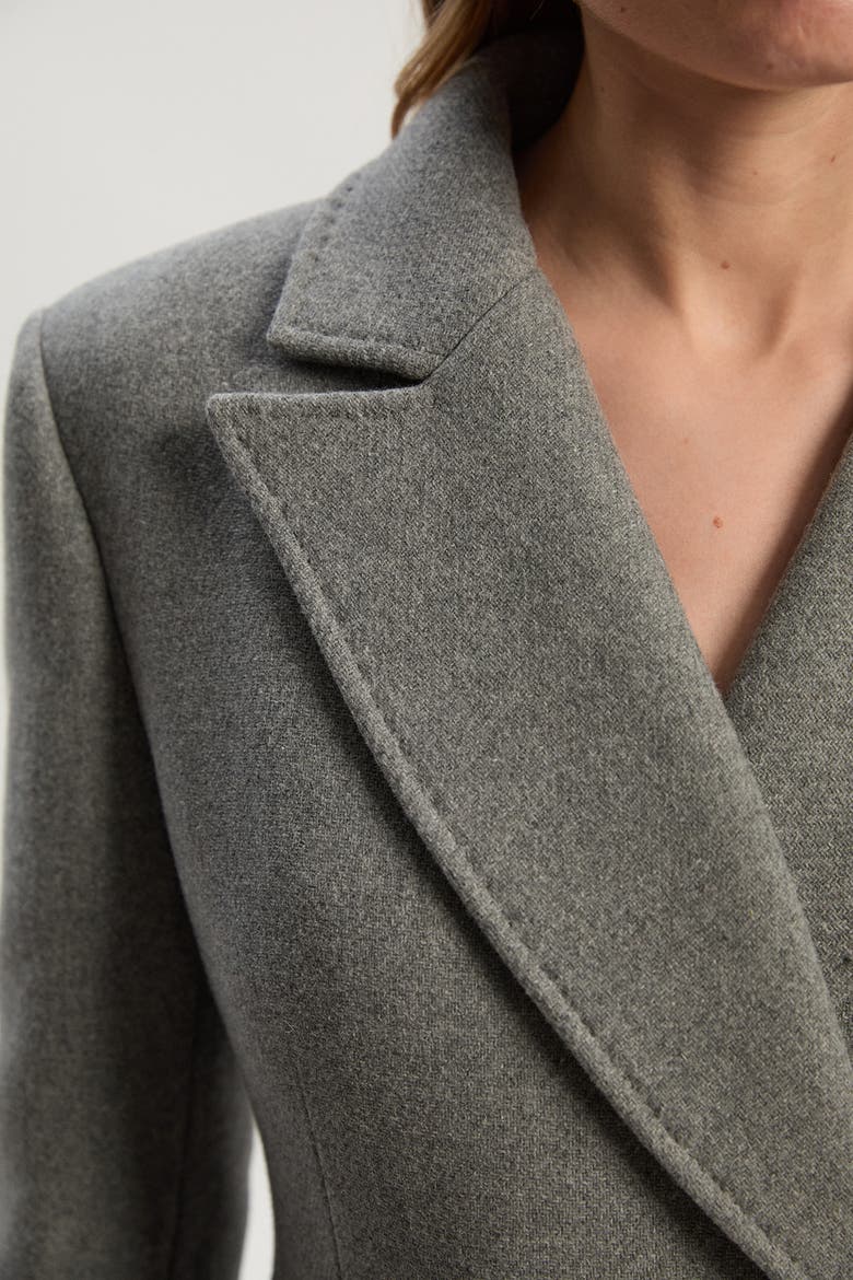 Wool Blend Tailored Fitted Maxi Coat, Alternate, color, Grey Marl