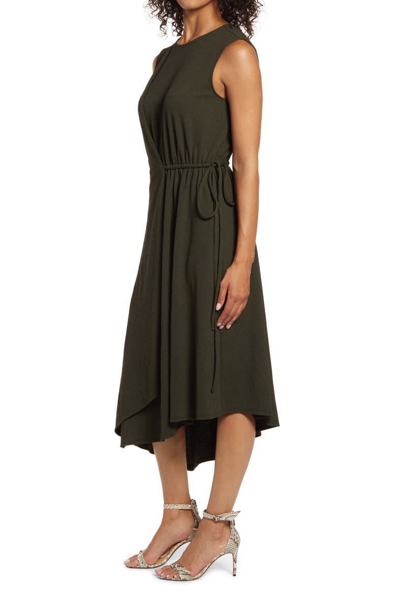 Asymmetrical Drape Midi Dress, Alternate, color, OLIVE