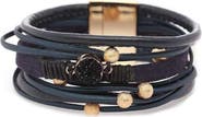 OLIVIA WELLES Faux Leather Drusy Stone Beaded Multi-Strand Bracelet