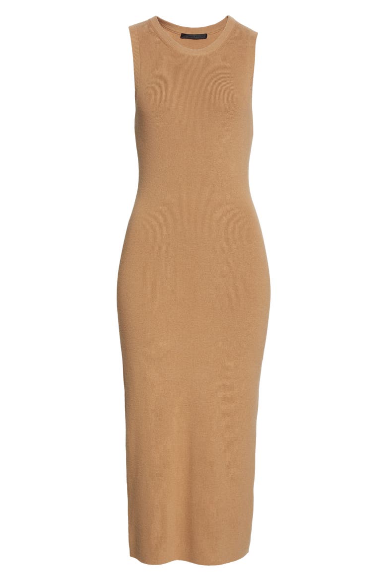 Sleeveless Cotton & Cashmere Blend Sweater Dress, Alternate, color, CAMEL
