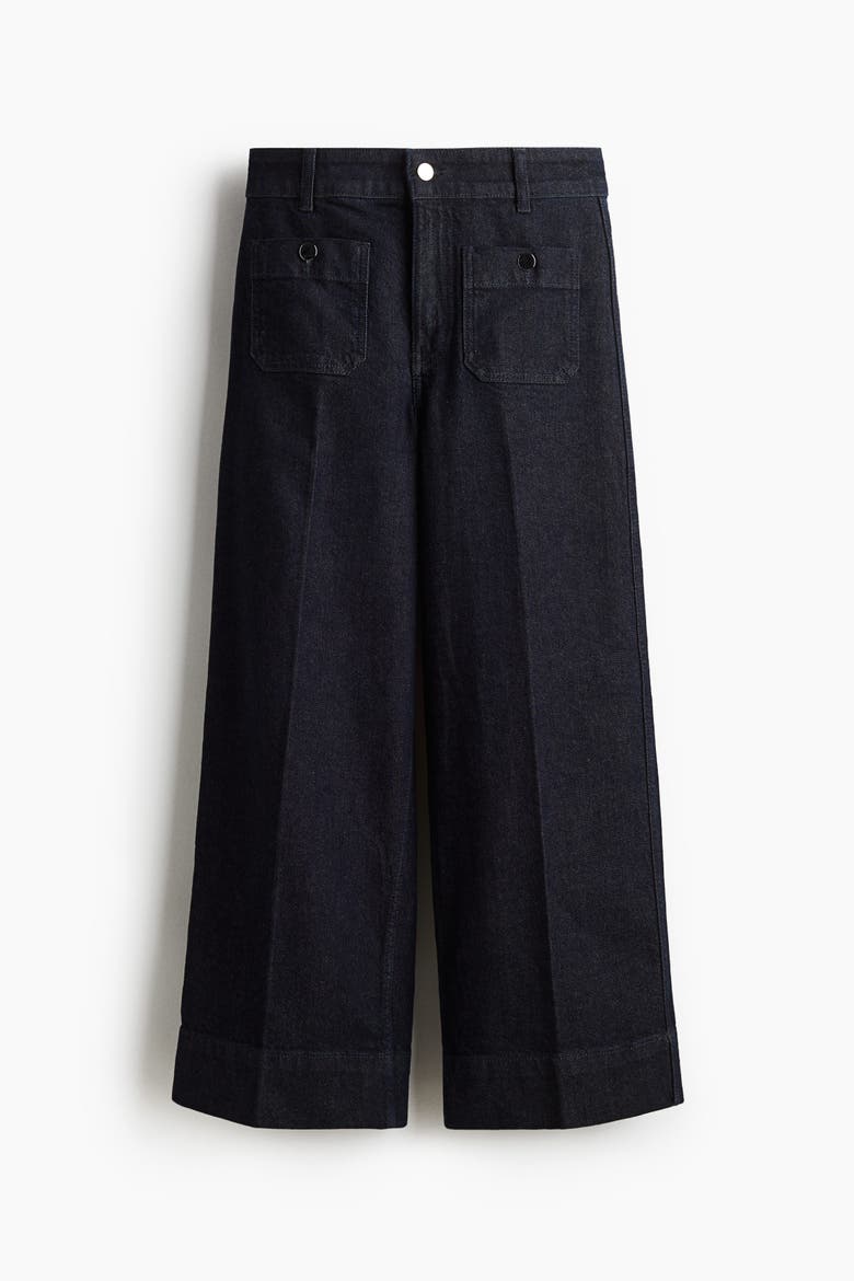 Wide High Ankle Jeans, Alternate, color, Dark denim blue