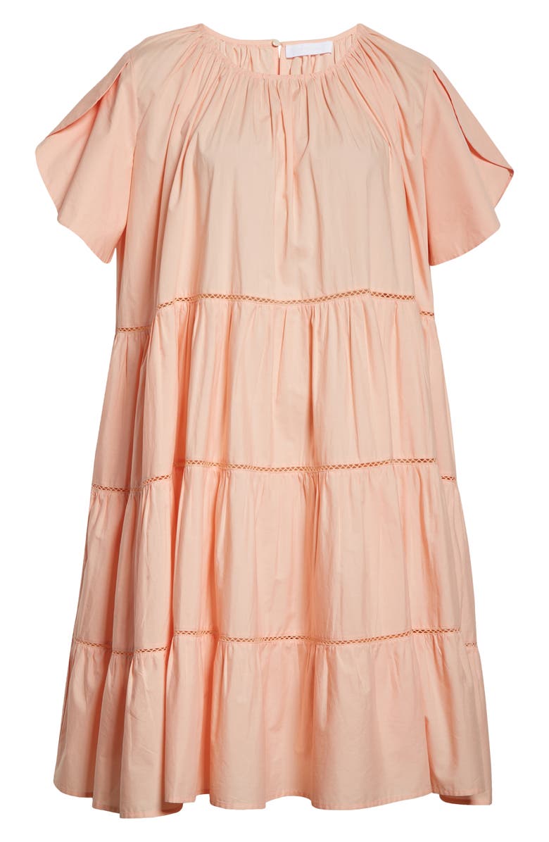 Merlette Allegre Tiered Poplin Dress, Alternate, color, Light Peach