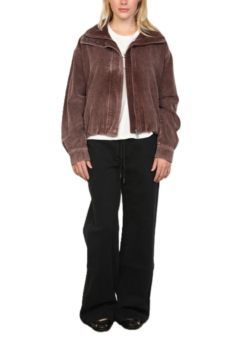 Snow Wash Corduroy Bomber Jacket, Alternate, color, BROWN