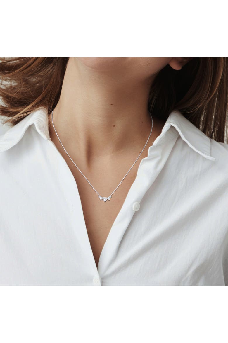 Lab-Grown Diamond 5-Stone Necklace 14k, Alternate, color, White Gold