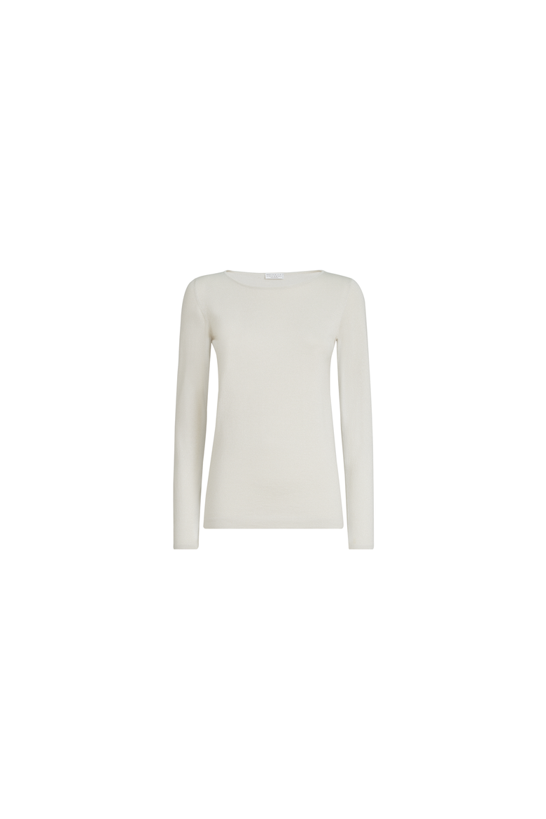 Sparkling cashmere and silk lightweight sweater, Alternate, color, Milk