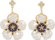 EYE CANDY LOS ANGELES Meghan Cubic Zirconia Pearlescent Flower Drop Earrings