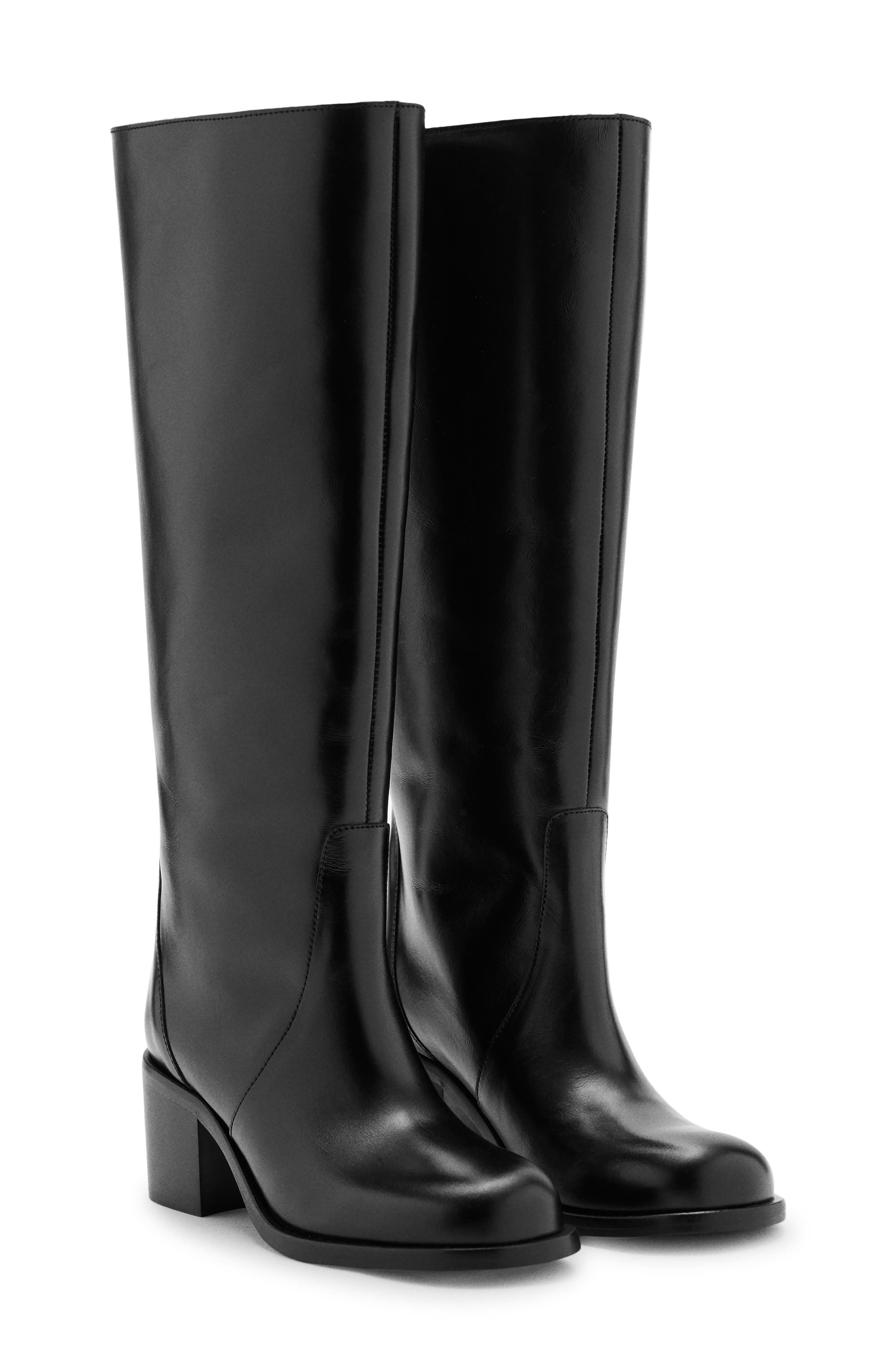 Leather Knee High Boot, Main, color, BLACK
