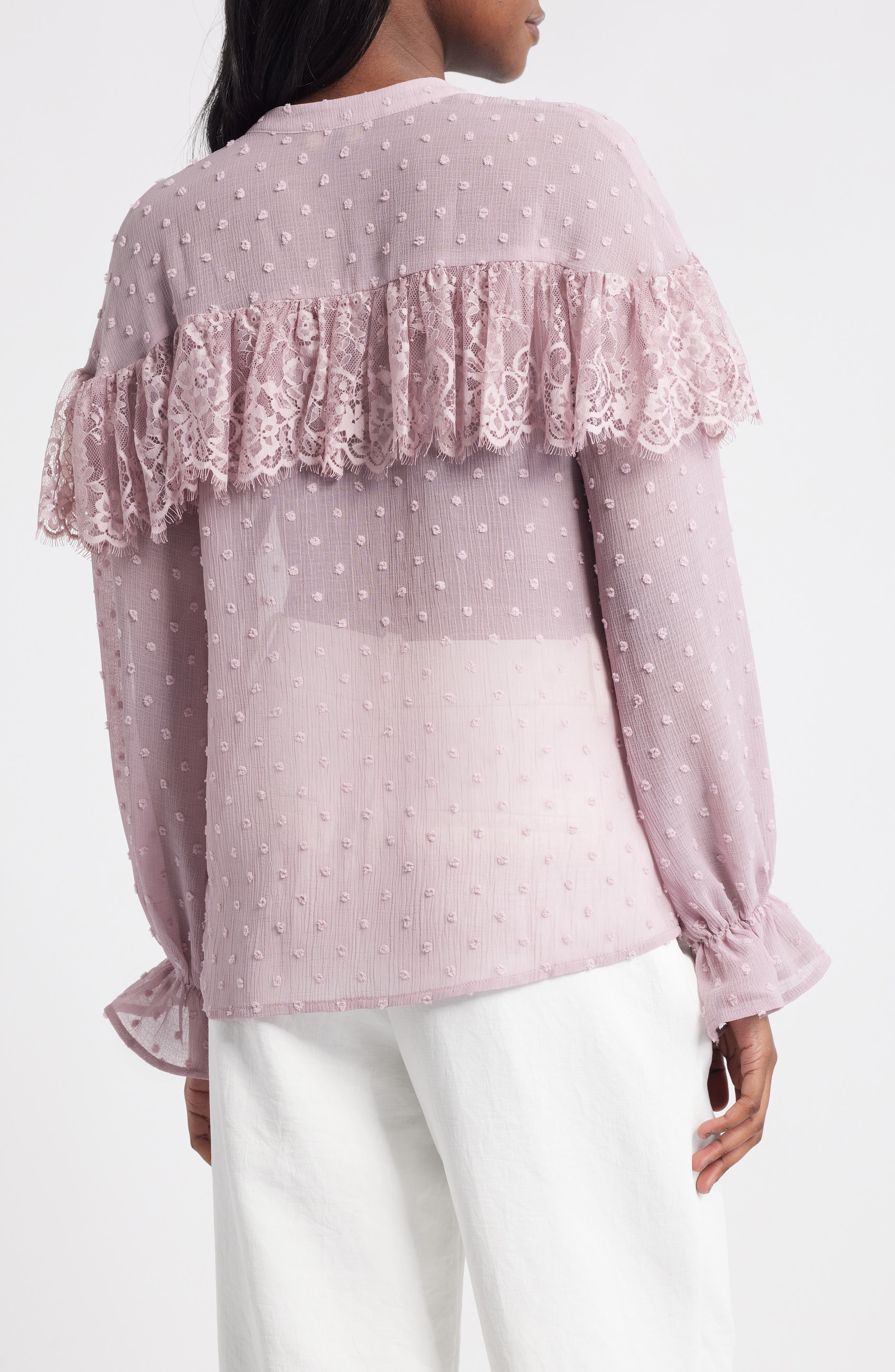 Lace Frill Clip Dot Top - image 2