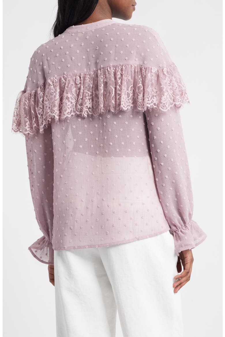 Lace Frill Clip Dot Top, Alternate, color, PURPLE