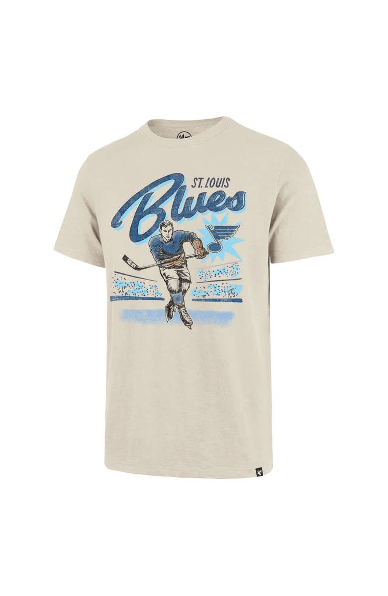 '47 Men's '47  Natural St. Louis Blues Hockey Player Golden Age Scrum T-Shirt, Alternate, color, 