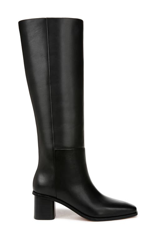Vince Leather Block-heel Knee Boots In Black