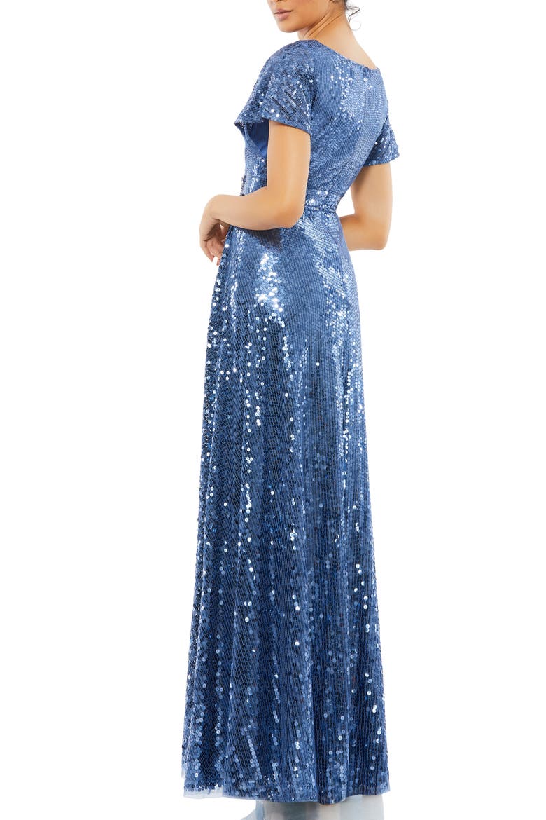 Sequin Empire Waist A-Line Gown, Alternate, color, FUSION BLUE