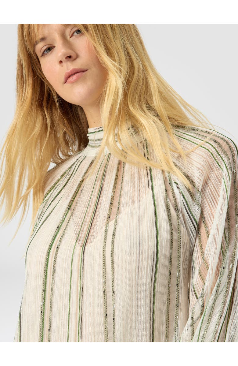 Missoni Mini Dress With Striped Sash And Lamé Threads, Alternate, color, White