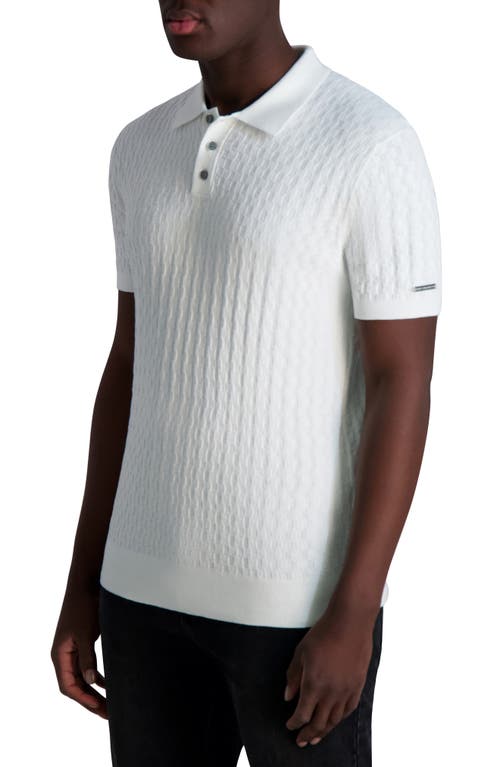Karl Lagerfeld Paris Textured Cotton Sweater Polo In White