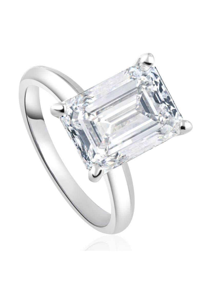 Certified 4Ct Emerald Cut Solitaire Diamond Engagement Ring Lab Grown 14k, Main, color, 14k White Gold