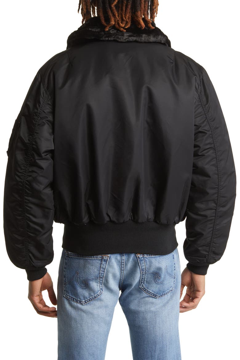 Alpha B-15 Water Resistant Flight Jacket with Removable Faux Fur Collar, Alternate, color, BLACK