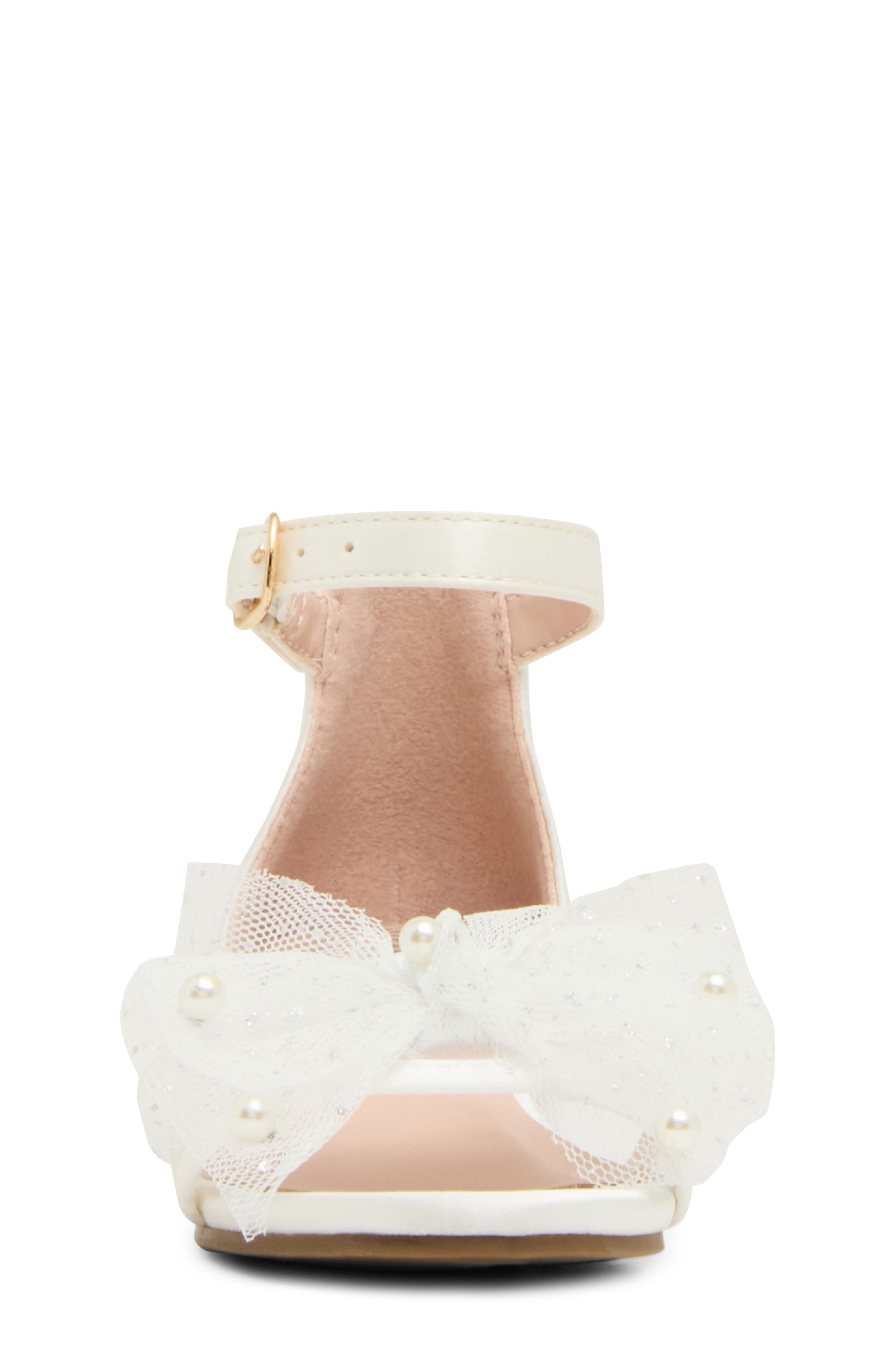 Steve Madden Kids' Debra Ankle Straw Bow Sandal, Alternate, color, White