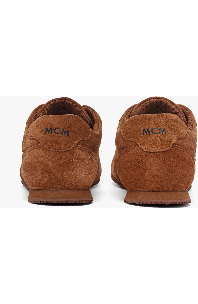 MCM Women's Federlite Lo Sneakers in Laurel Suede Leather, Alternate, color, Cognac