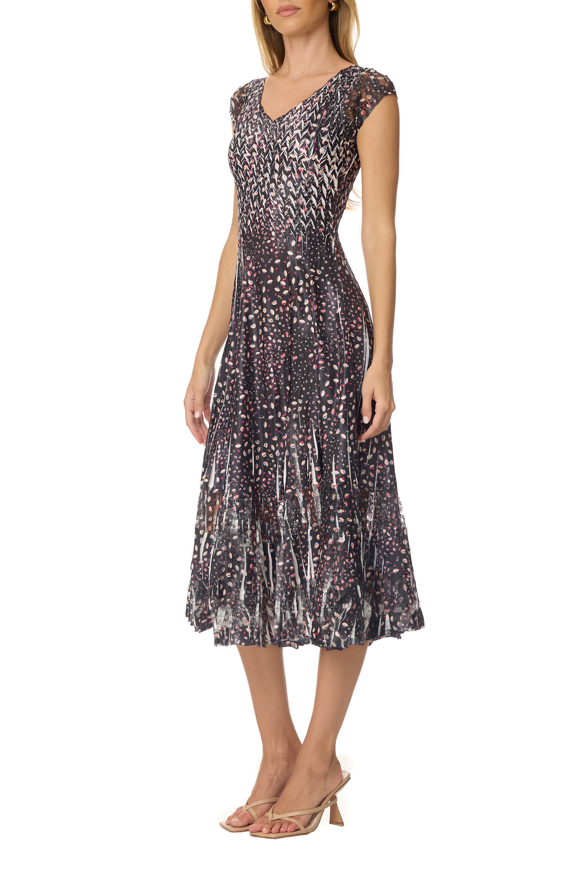 Ditsy Floral Dress with Cap Sleeves - image 2