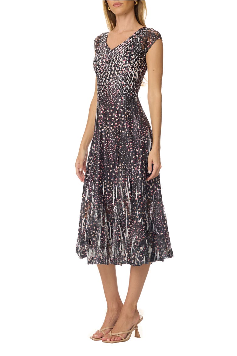 Ditsy Floral Dress with Cap Sleeves, Alternate, color, Leaf Spray