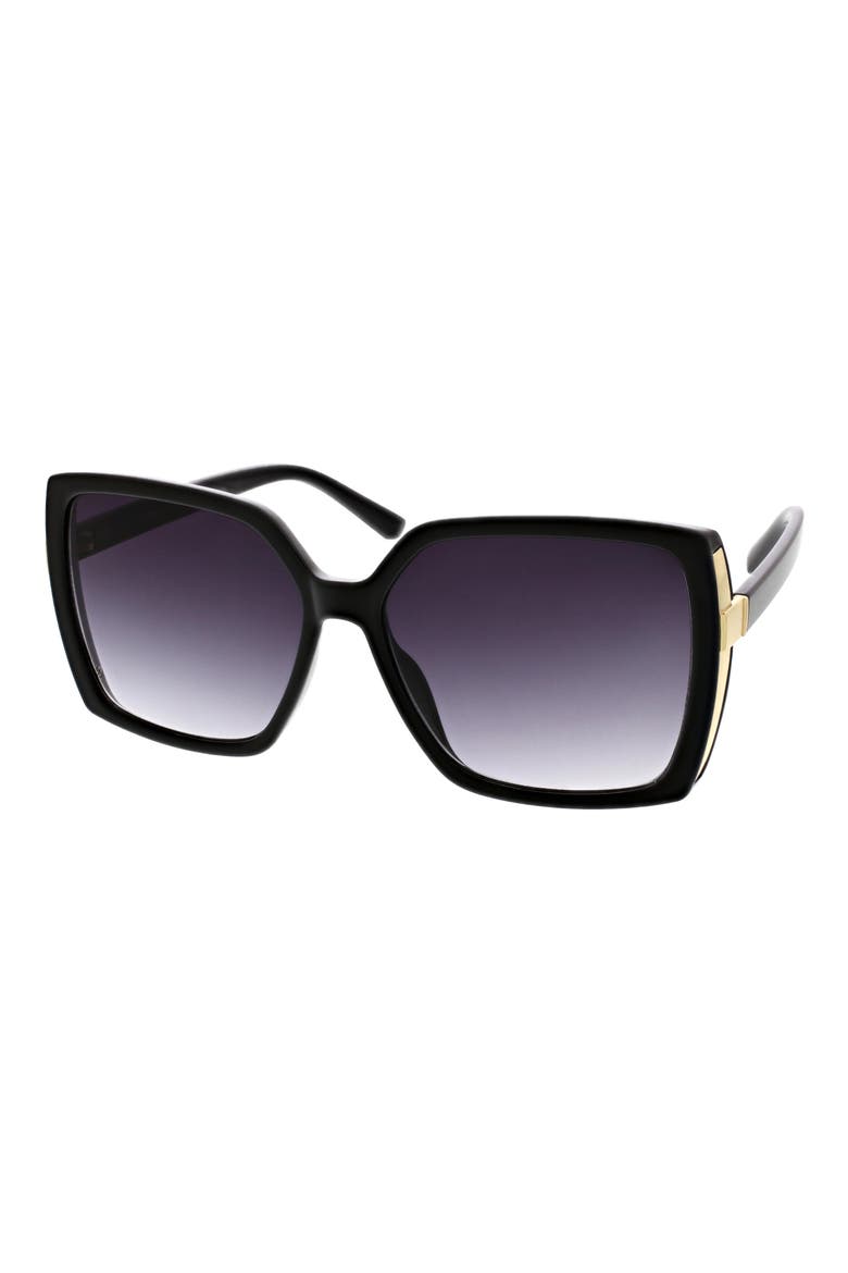 60mm Glam Square Sunglasses, Alternate, color, BLACK