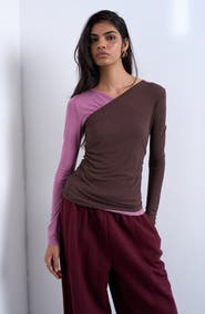 Topshop Colorblock Rib Top