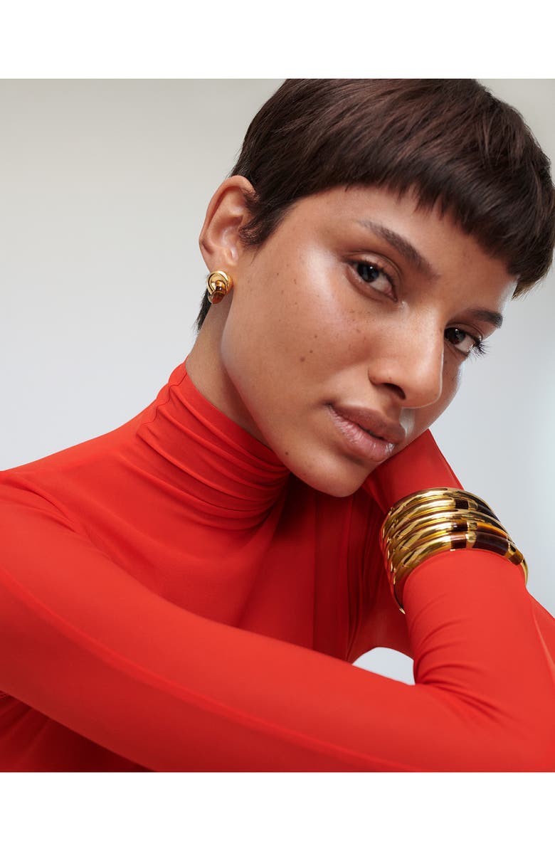 Monica Vinader x Kate Young Tiger's Eye Bangle, Alternate, color, 18K Gold Vermeil