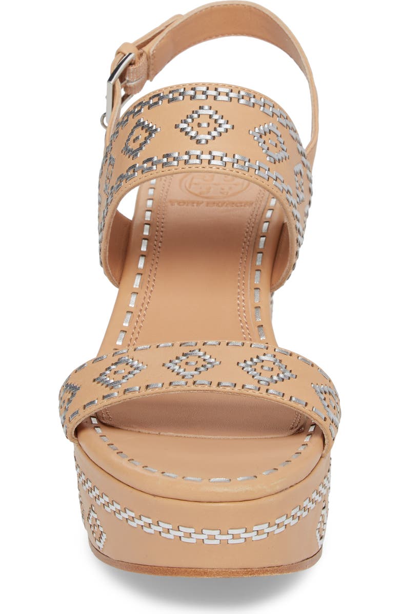 Tory Burch Blake Embroidered Platform Wedge, Alternate, color,