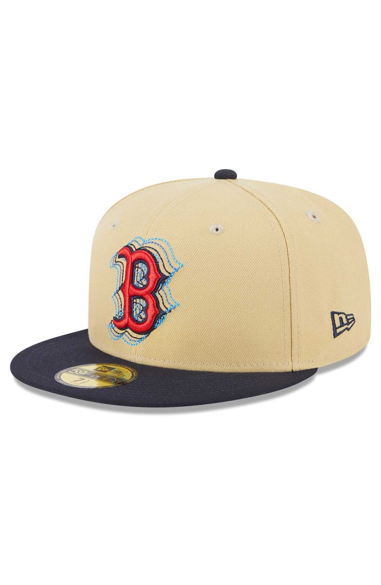 New Era Men's New Era Cream/Navy Boston Red Sox Illusion 59FIFTY Fitted Hat, Alternate, color,