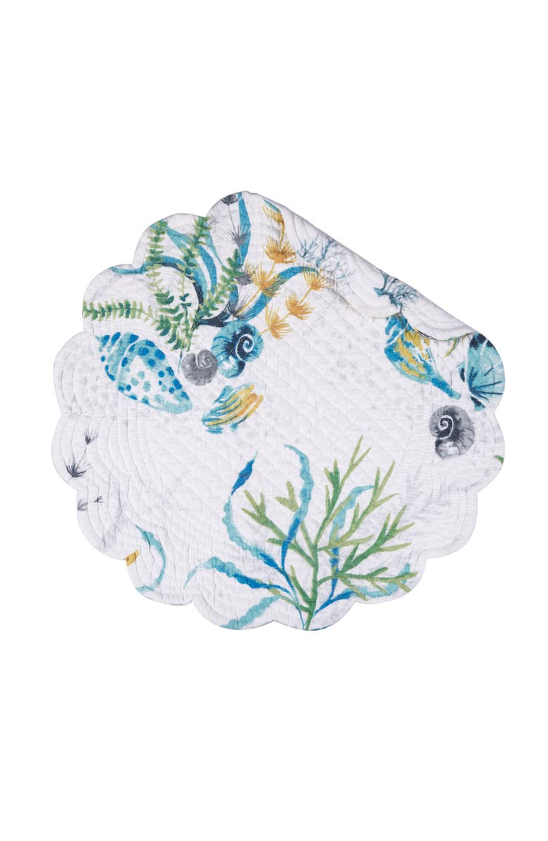 C&F Home Marlowe Sound Round Placemats Set of 6, 17", Alternate, color, Blue