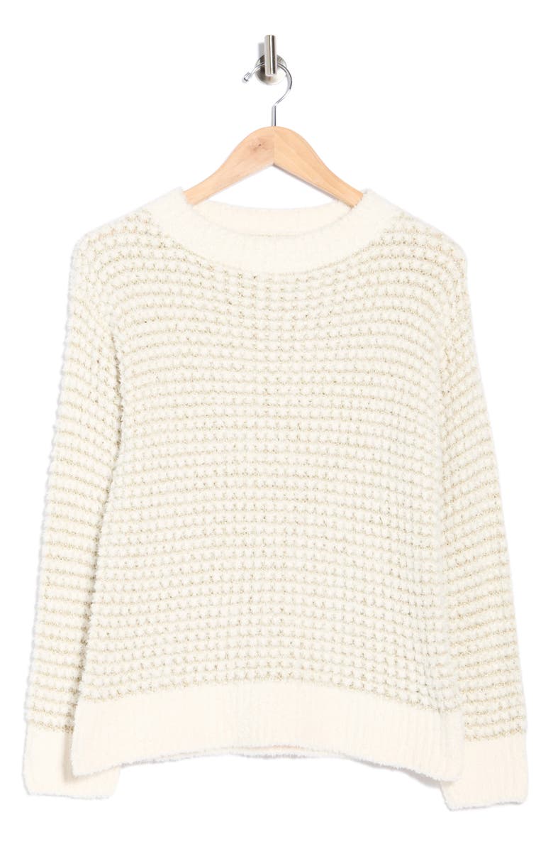 WISHLIST Bubble Texture Lurex Knit Sweater, Main, color, Off White/ Gold