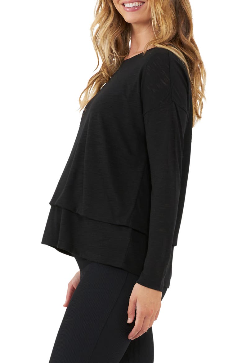 Jazmin Long Sleeve Maternity/Nursing Top, Alternate, color, BLACK