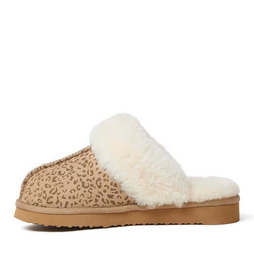 Dearfoams Fireside By Women's Sydney Genuine Shearling Scuff In Leopard