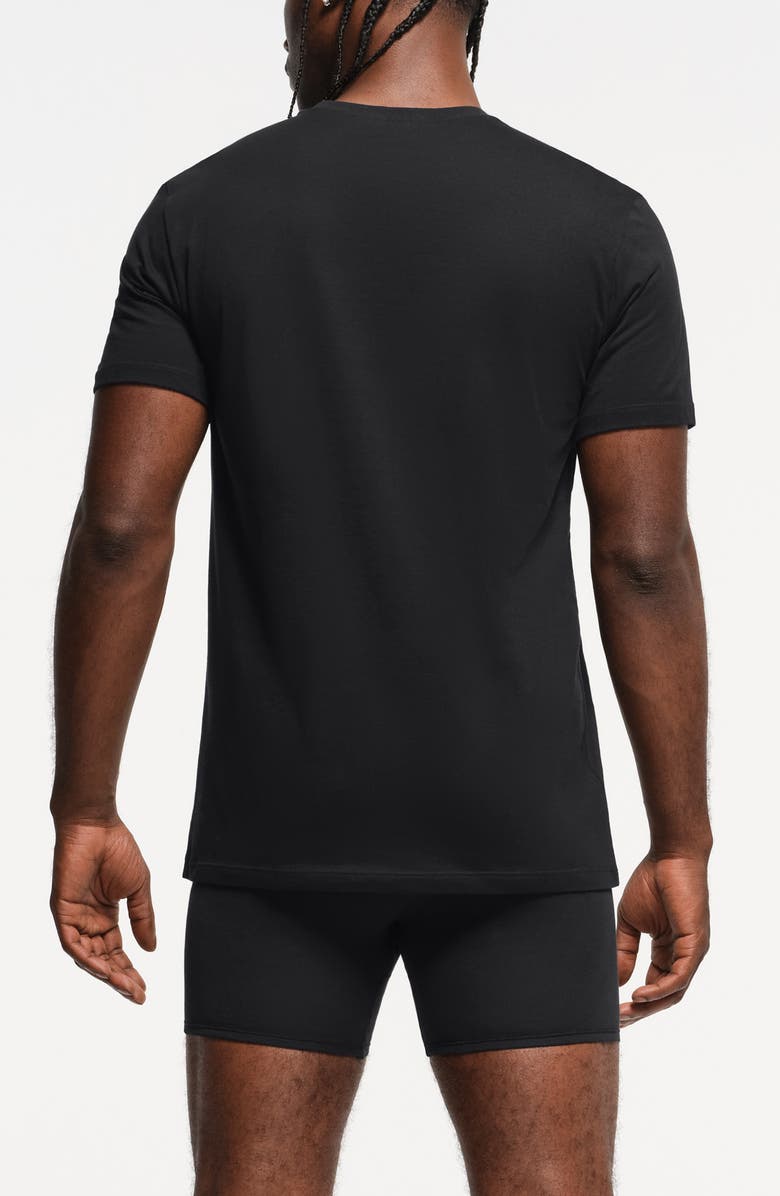 SKIMS 3-Pack Lightweight Cotton T-Shirts, Alternate, color, Obsidian