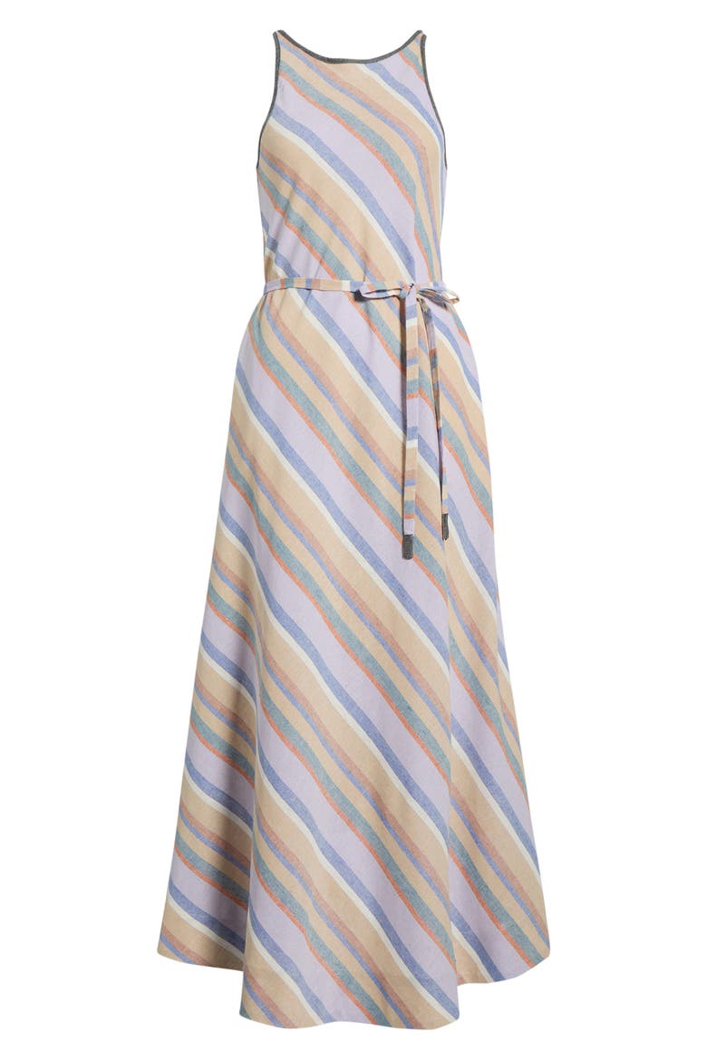 Margie Diagonal Stripe Cotton & Linen Maxi Dress, Alternate, color, LAVENDER STRIPE
