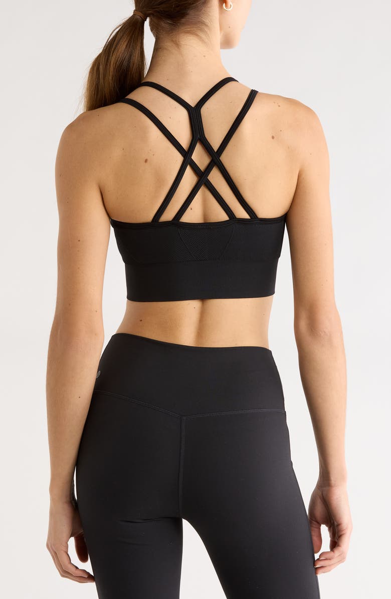 Zella Seamless Strappy Sports Bra, Alternate, color, Black