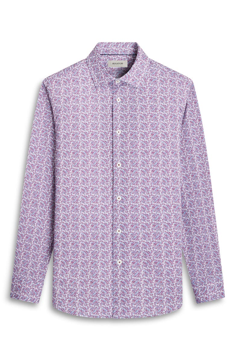 Bugatchi James OoohCotton<sup>®</sup> Geo Print Button-Up Shirt, Alternate, color, Plum