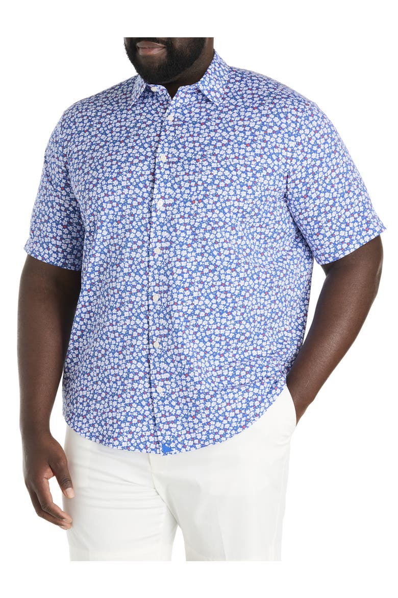 Big & Tall Kincaid Floral Print Performance Sport Shirt, Main, color, BLUE