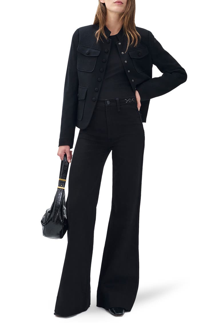 Skylar High Waist Flare Trouser Jeans, Alternate, color, BLACK