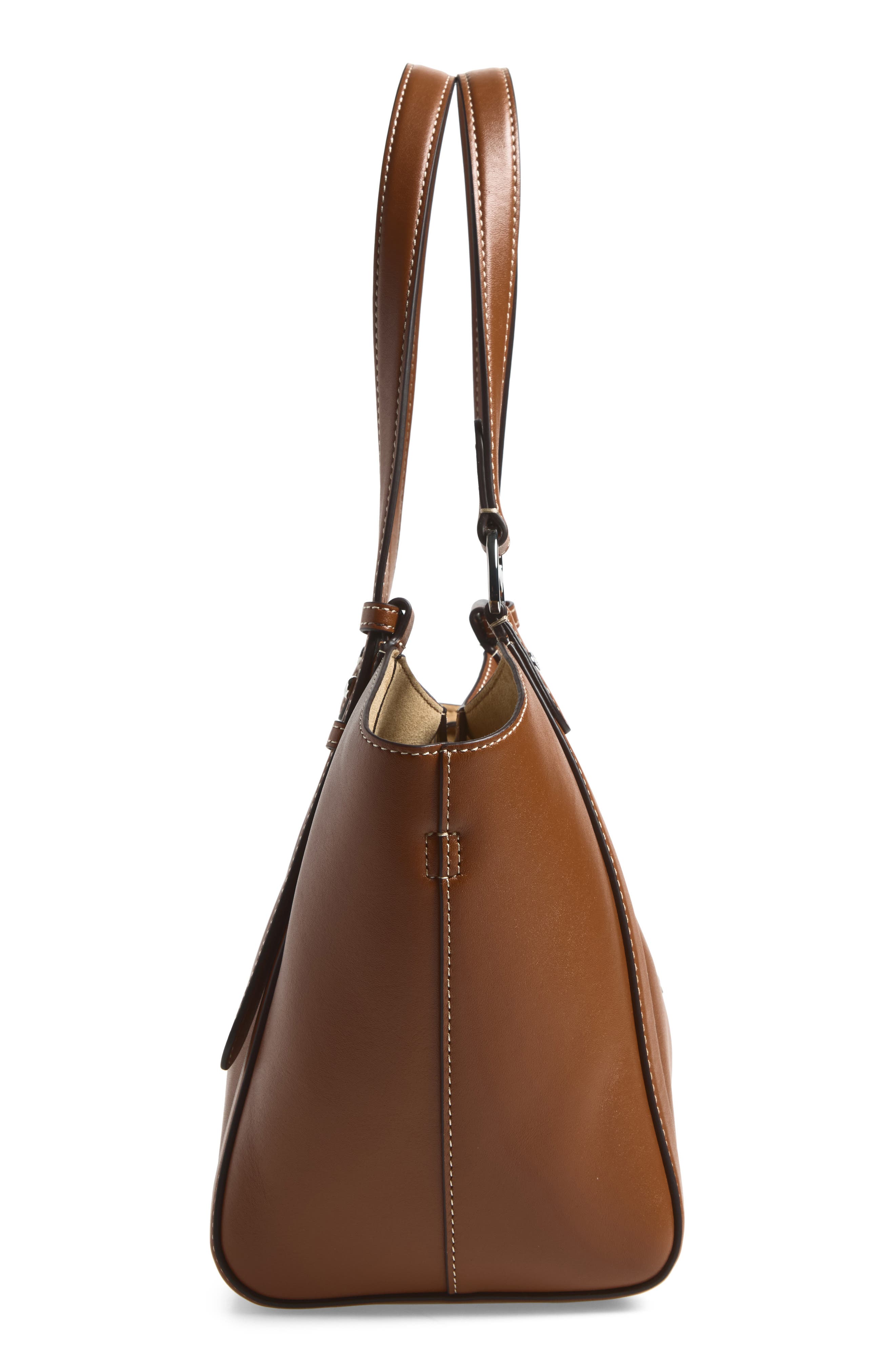 Small Leather Tote, Alternate, color, LAUREN TAN